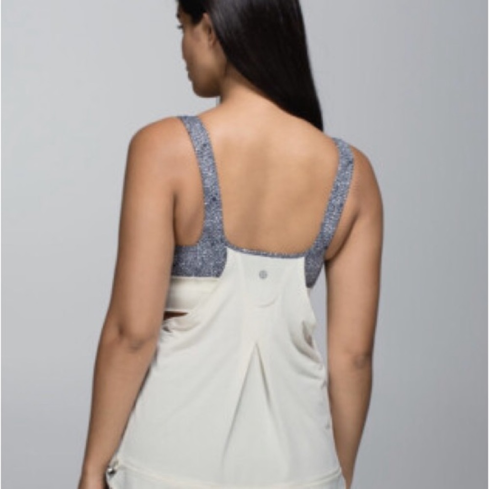 Lululemon Athletic Tank with Heathered Blue Straps and Cream Back